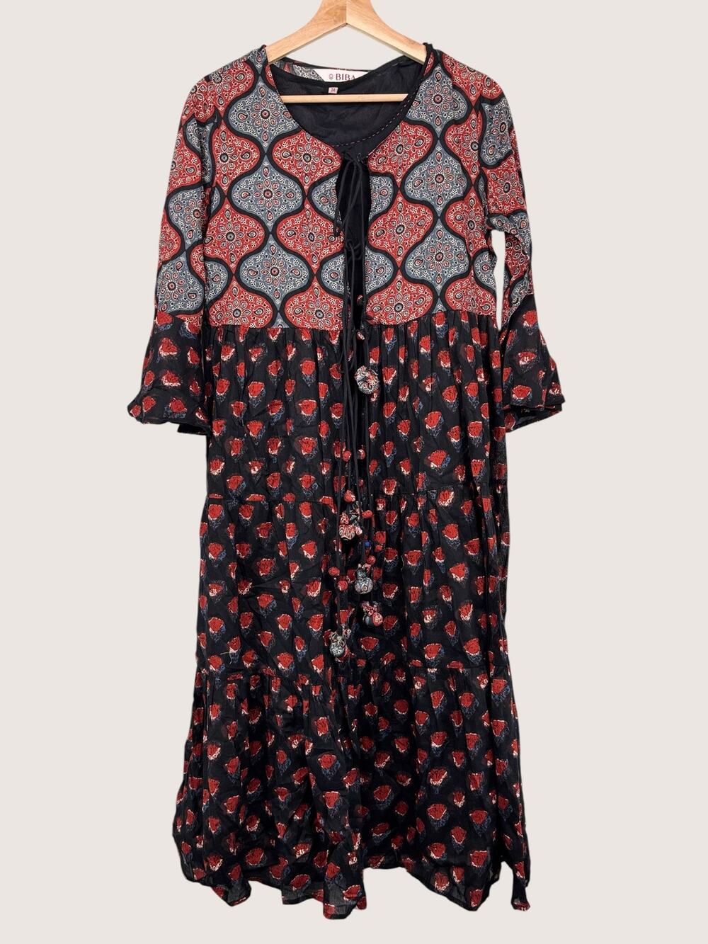 🌿 Biba Two-Piece Maxi Dress Set | Size 34 | Black Rust Paisley